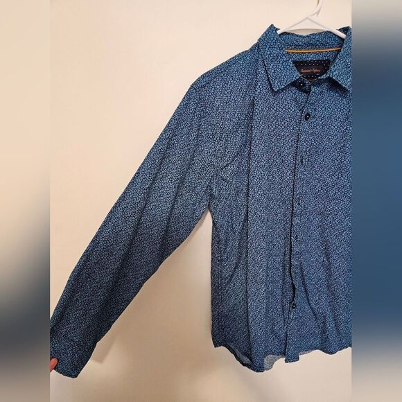Gentlemens Outfitters Blue Flower Pring Button Down Long Sleeve Large - Picture 4 of 5